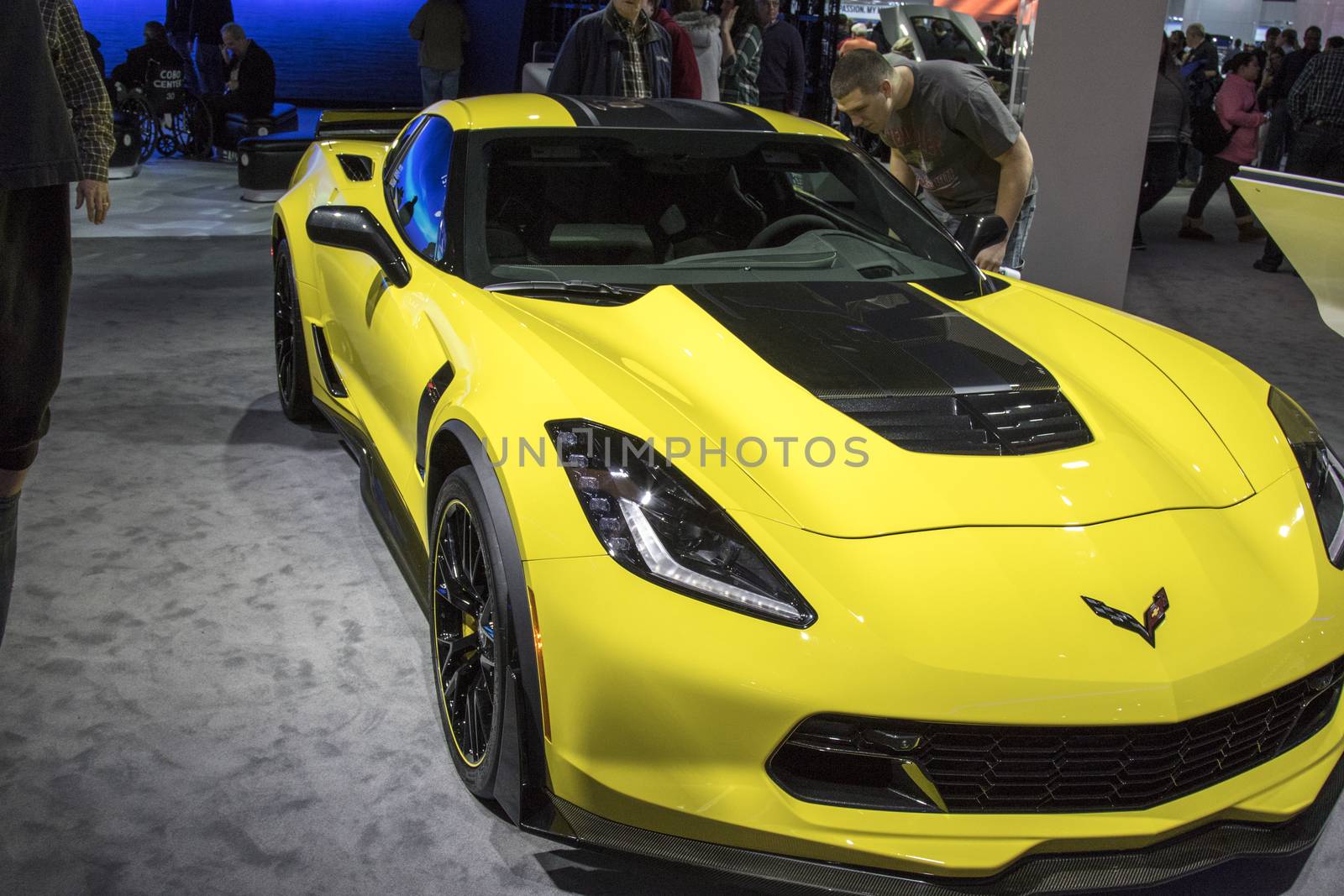 DETROIT - JANUARY 17 :The 2017 Chevrolet Corvette at The North American International Auto Show January 17, 2016 in Detroit, Michigan.