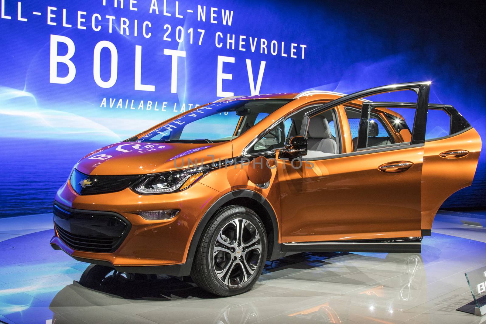 DETROIT - JANUARY 17 :The 2017 Chevrolet Bolt EV at The North Am by snokid