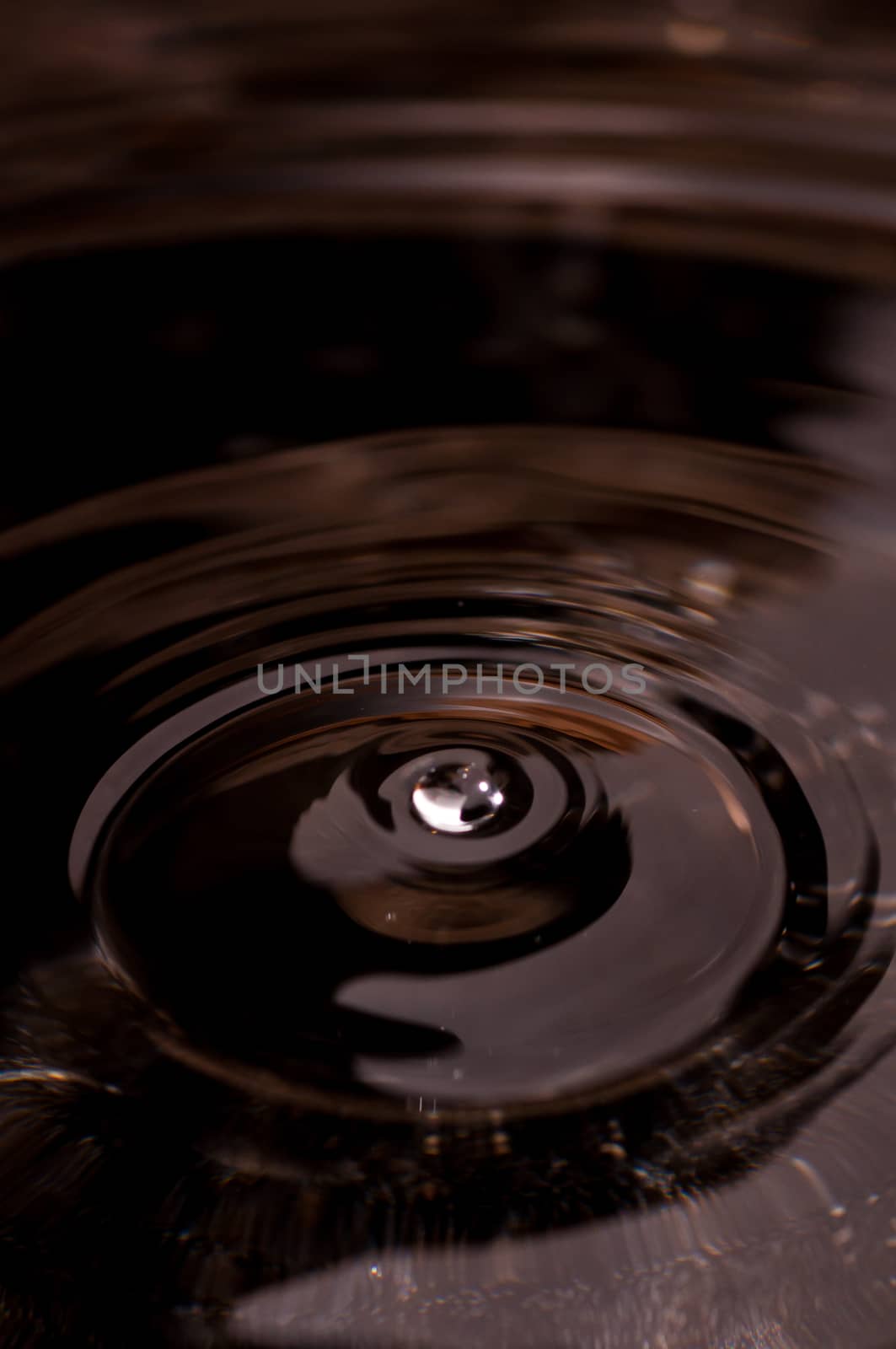 Water ripple inside of a black pan