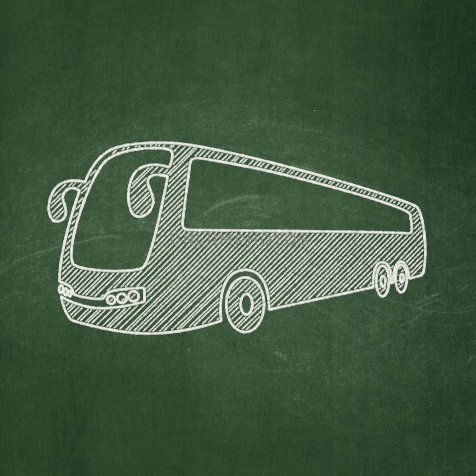Travel concept: Bus on chalkboard background by maxkabakov