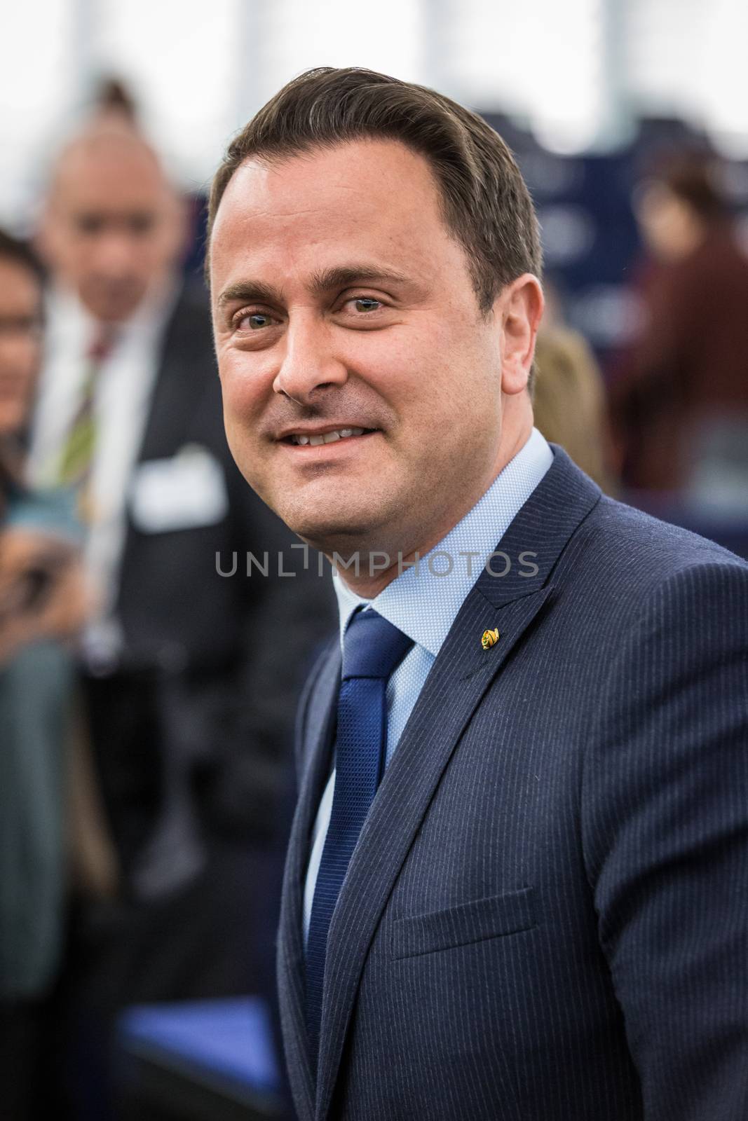 FRANCE, Strasbourg: Luxembourg's Prime Minister Xavier Bettel presents a review of the Luxembourg Presidency of the Council of the EU, which ended on December 31, 2015, during a plenary session at the European Parliament, in Strasbourg, eastern France, on January 19, 2016. 