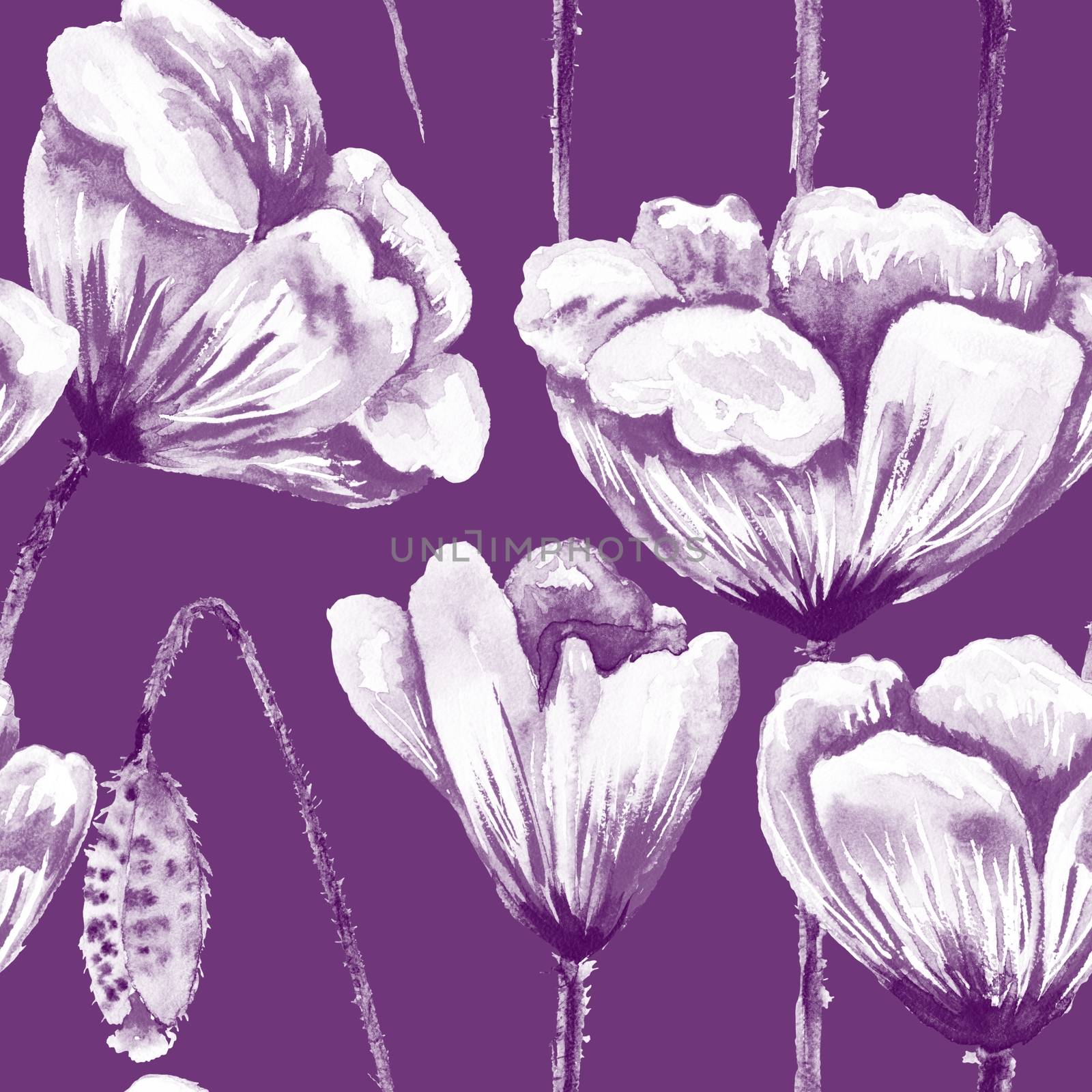 Purple and white poppy pattern by kisika
