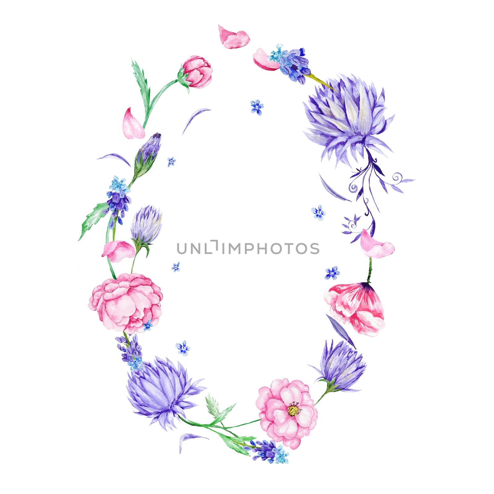 Romantic Watercolor Floral Frame by kisika