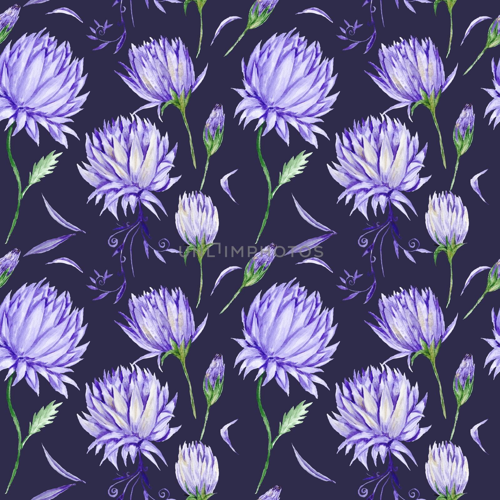 Dark Romantic Pattern with Purple Flowers by kisika