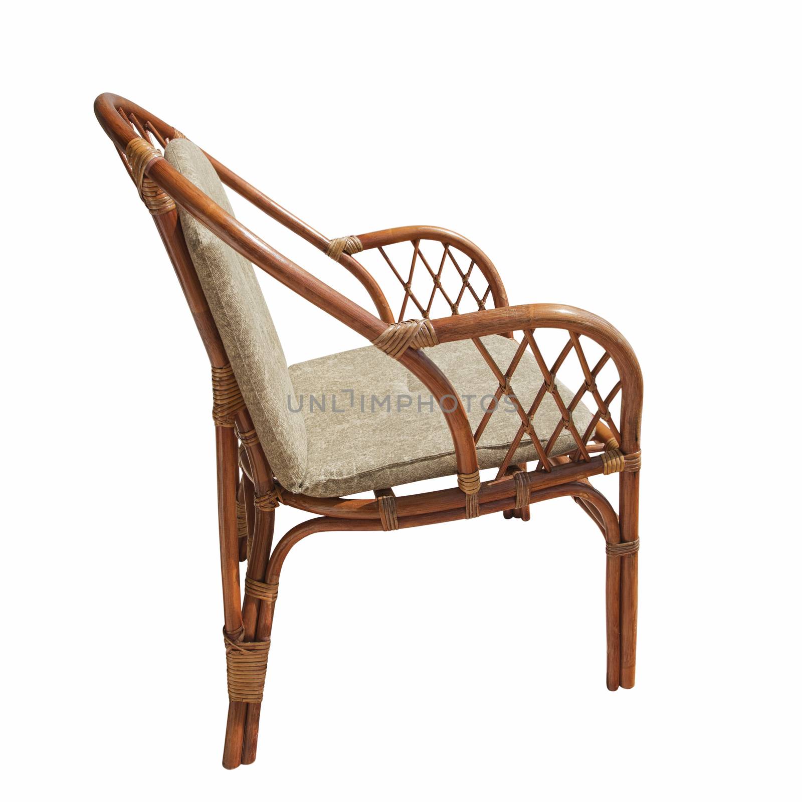 Brown wicker chair isolated over white background