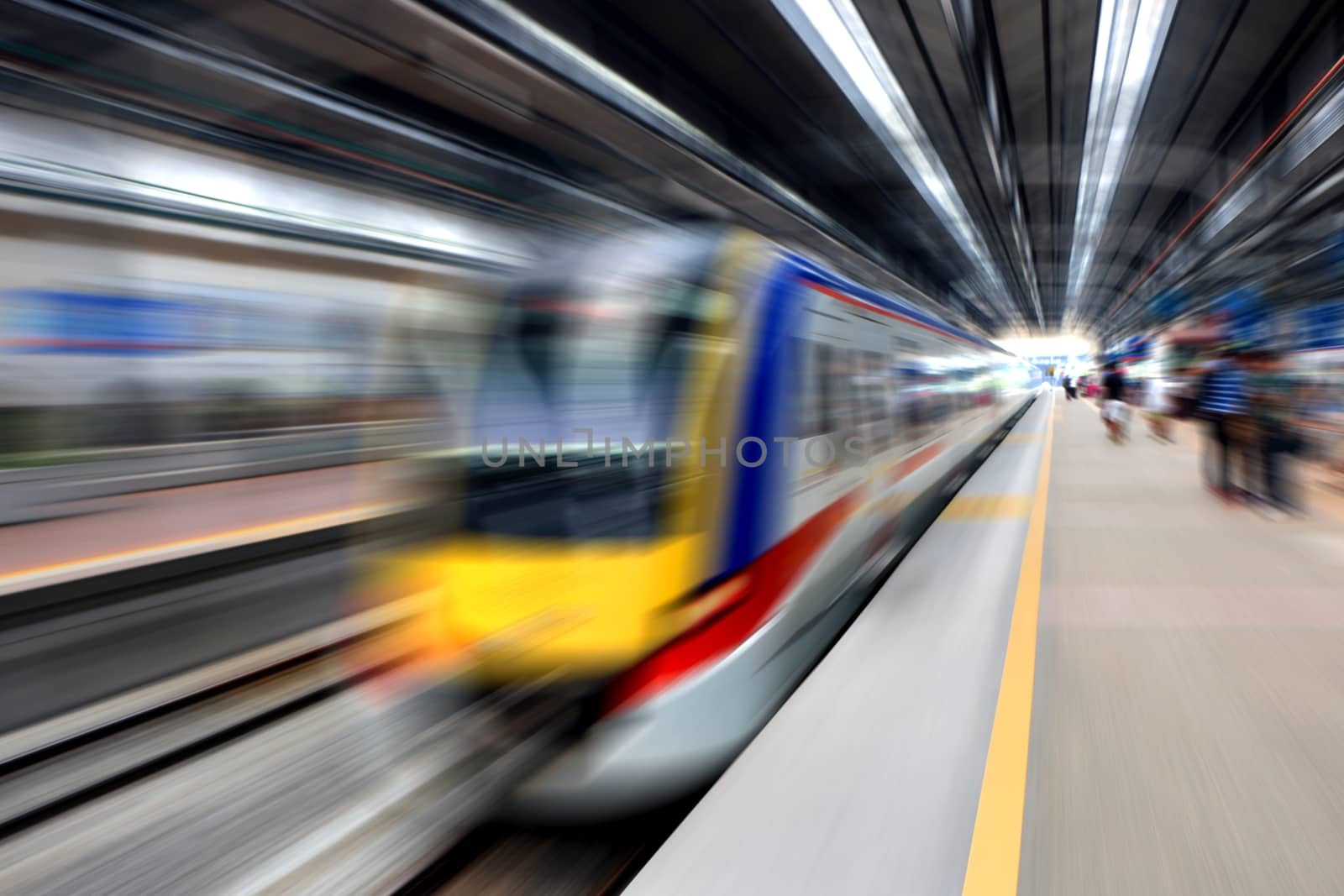 Fast train leaving station by razihusin