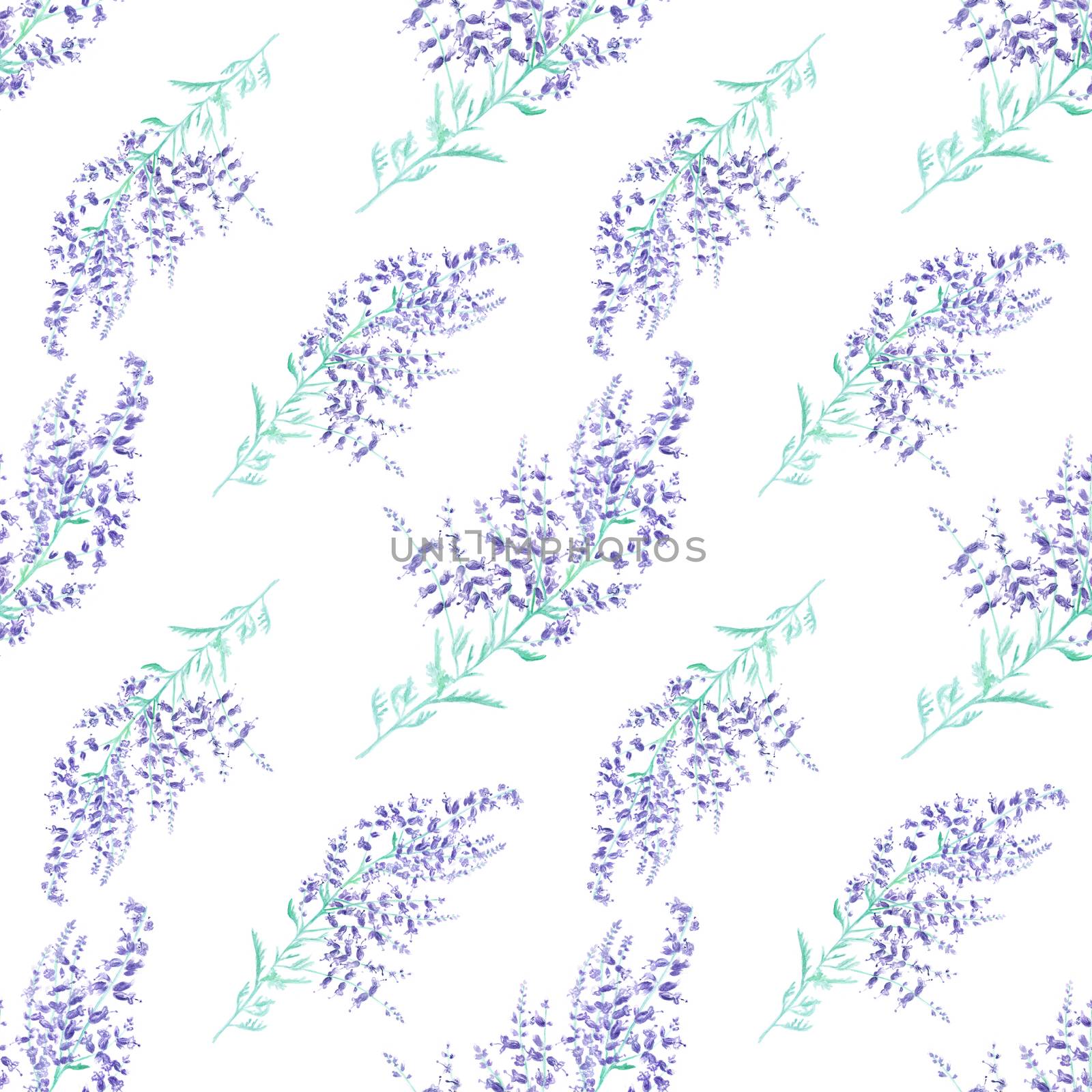 Background with lavender flowers and leaves for design