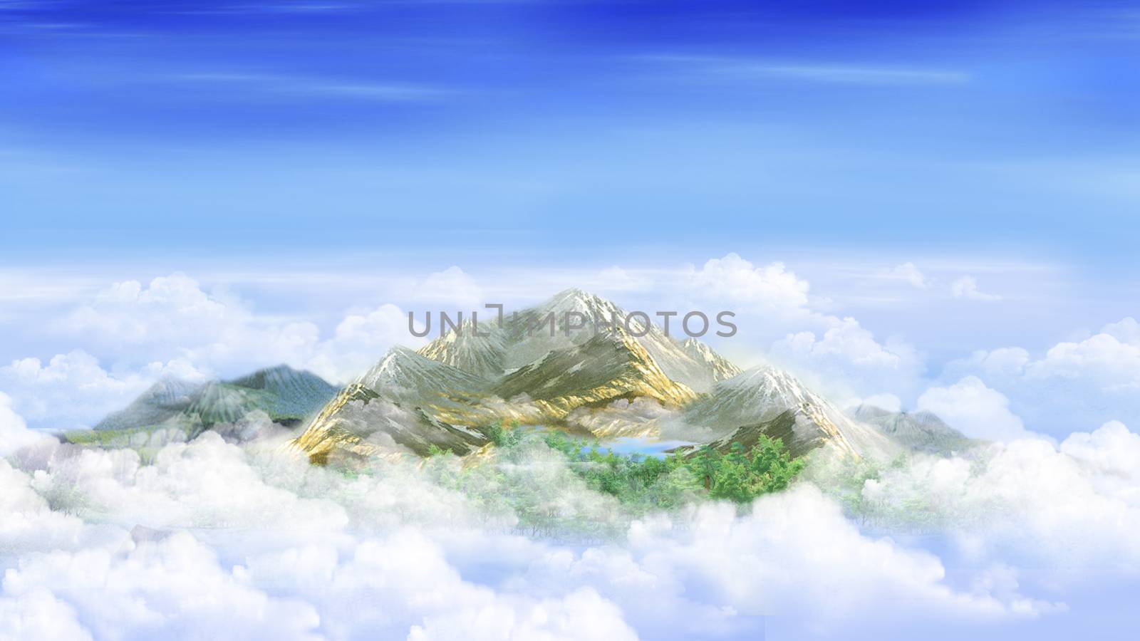 Mountain peak in the clouds by Multipedia