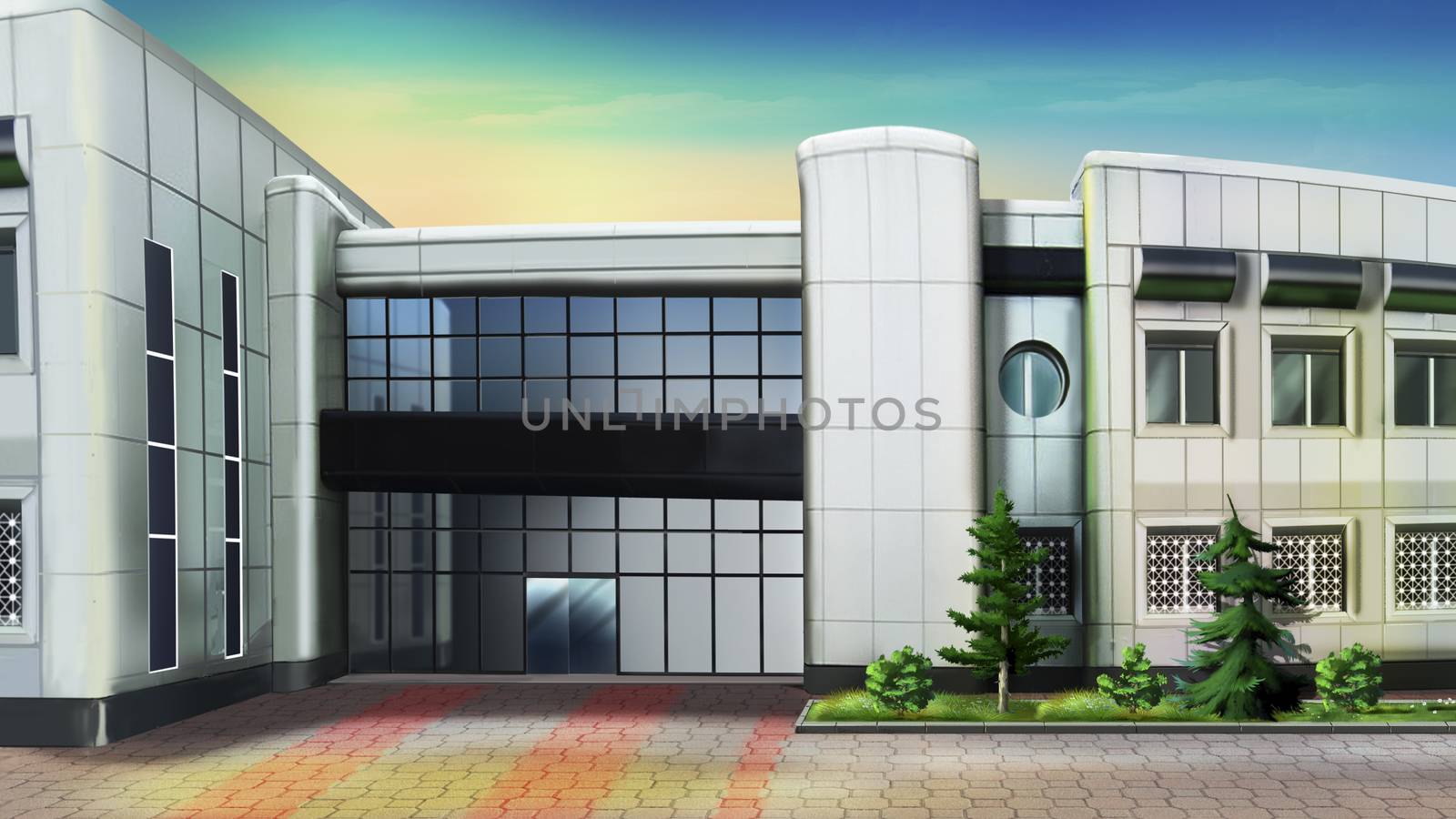 Digital painting of the office building
