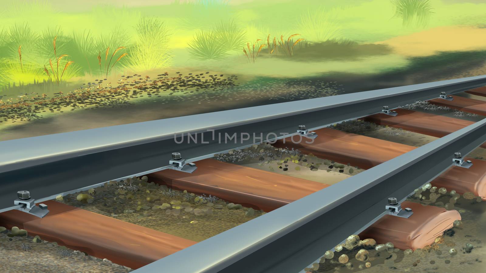 Digital painting of the railroad track
