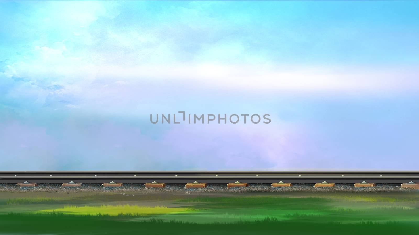 Digital painting of the railroad track