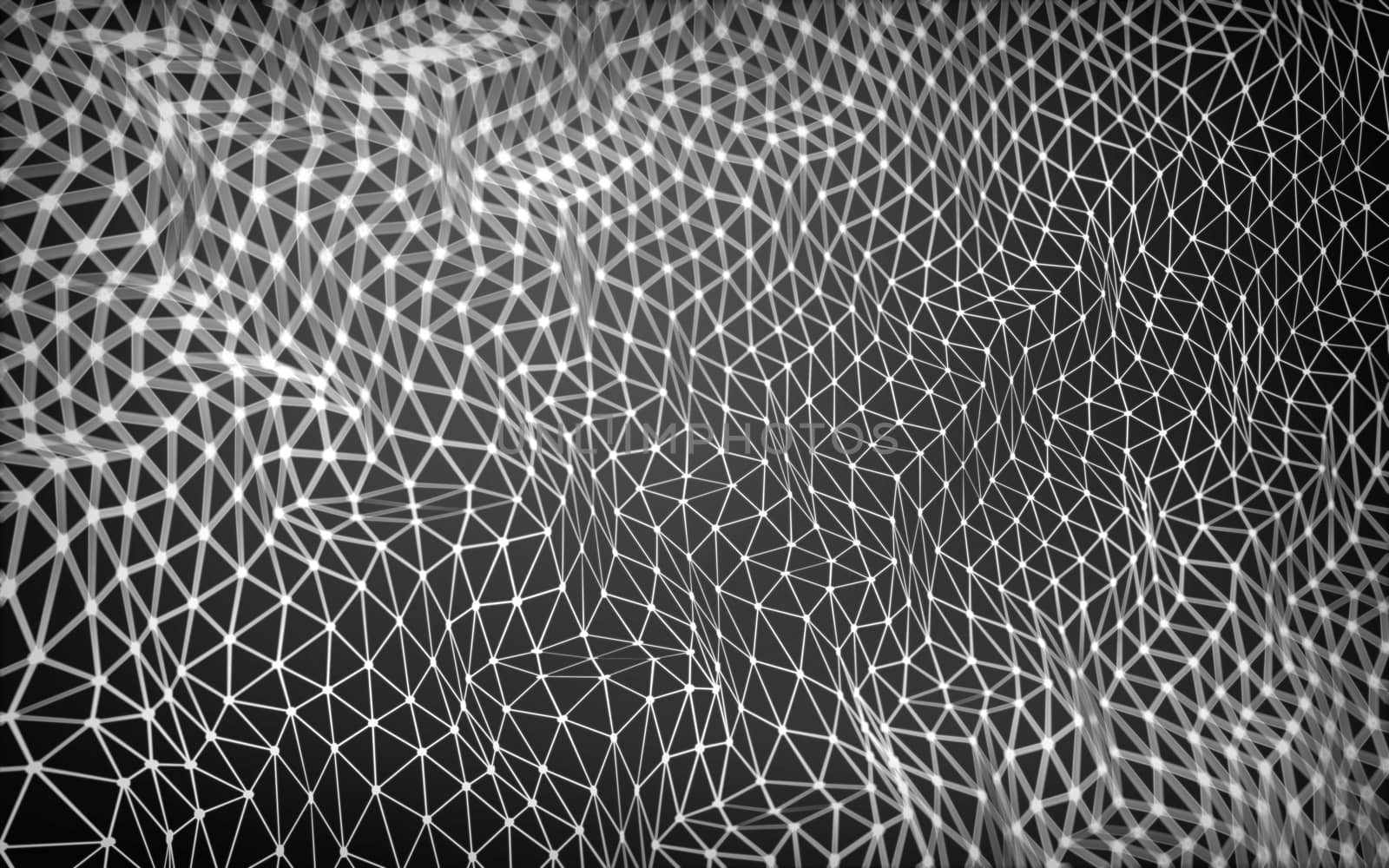 Abstract polygonal space low poly dark background with connecting dots and lines. Connection structure.