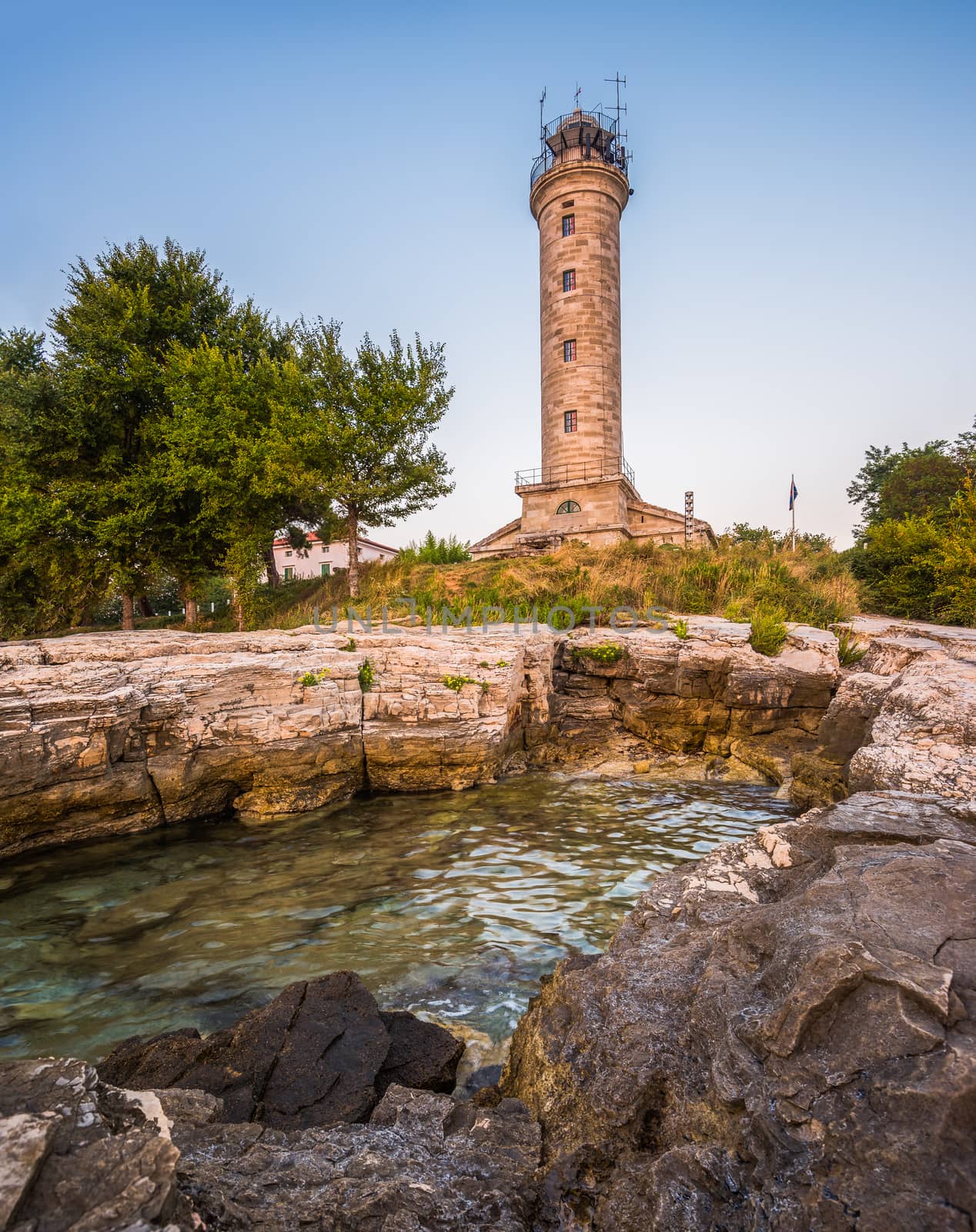 Savudija Lighthouse on the Coast, the Most Western Point of the Balkans Peninsula and the Oldest Lighthouse in Croatia (Built 1818)