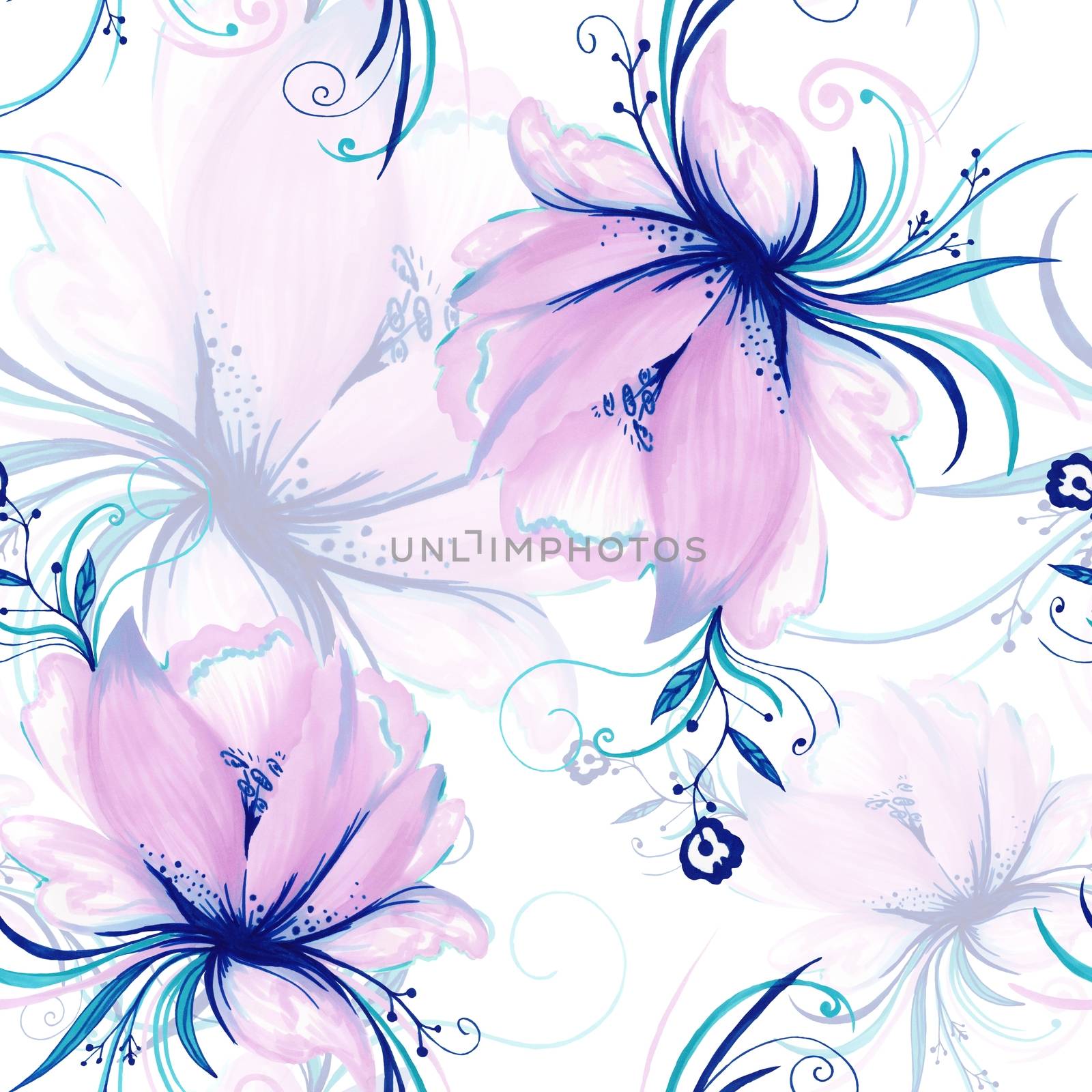 Tender Romantic Watercolor Floral Pattern by kisika