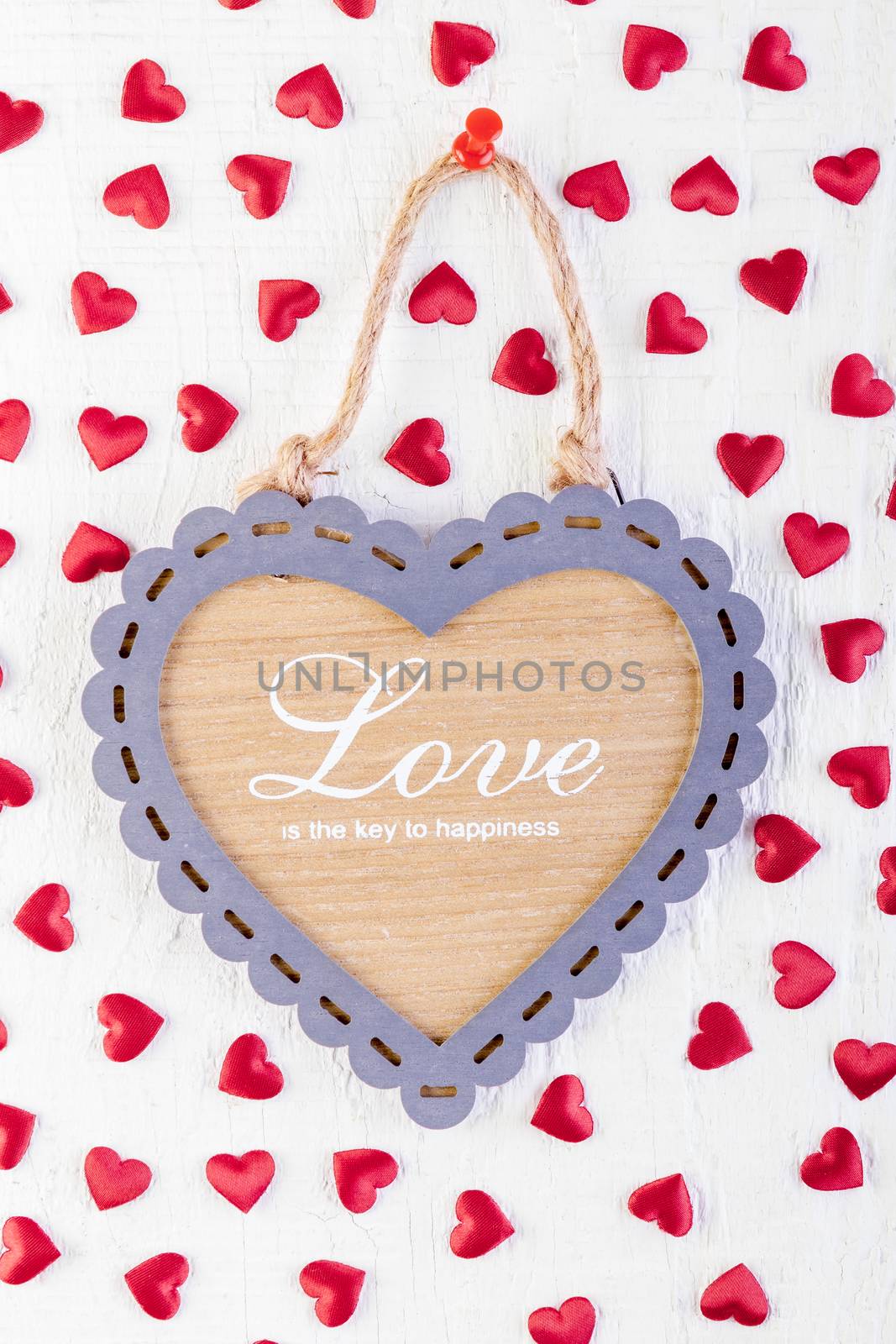 Love heart on wooden texture background, valentines day card concept