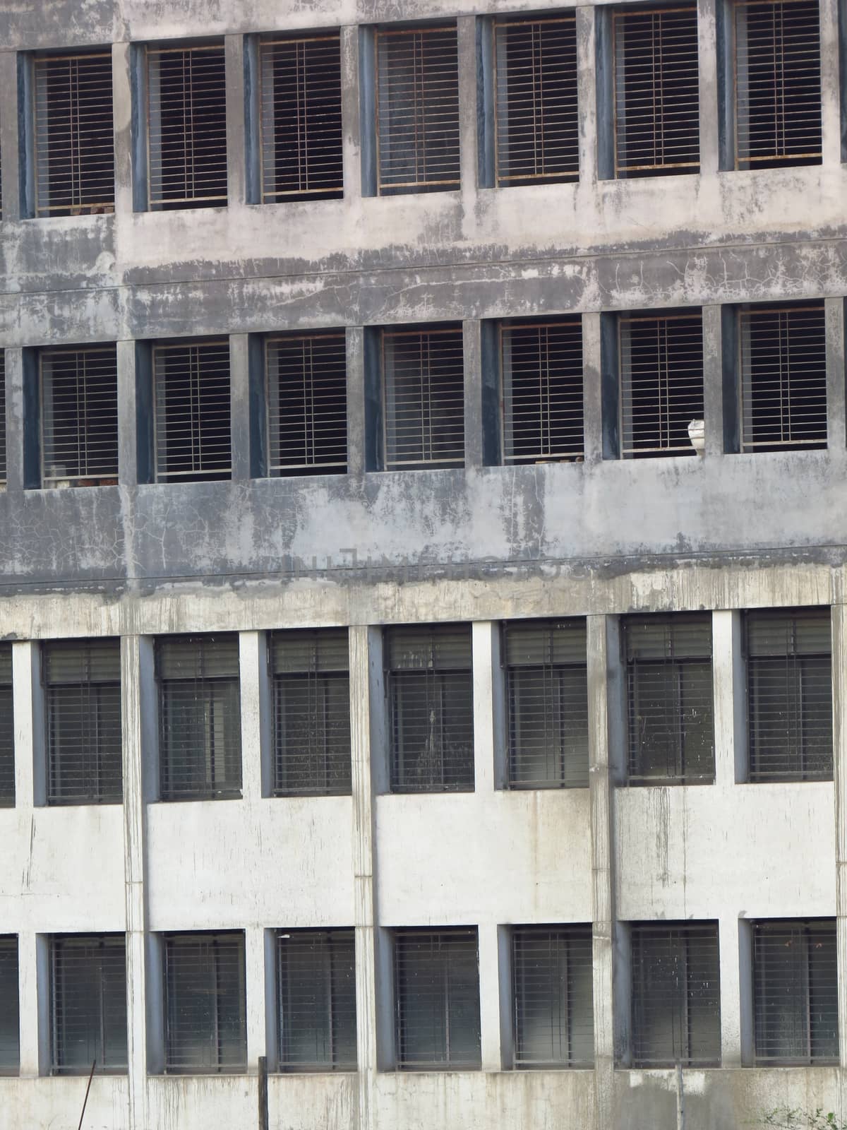 An abstract view of windows on a new building being constructed.