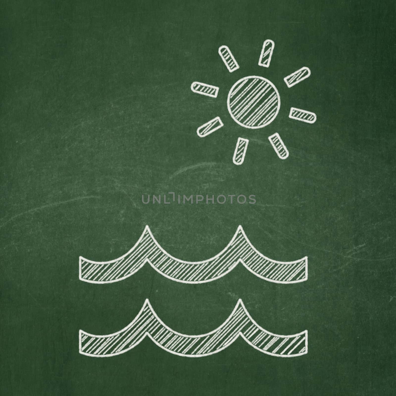 Travel concept: Beach icon on Green chalkboard background