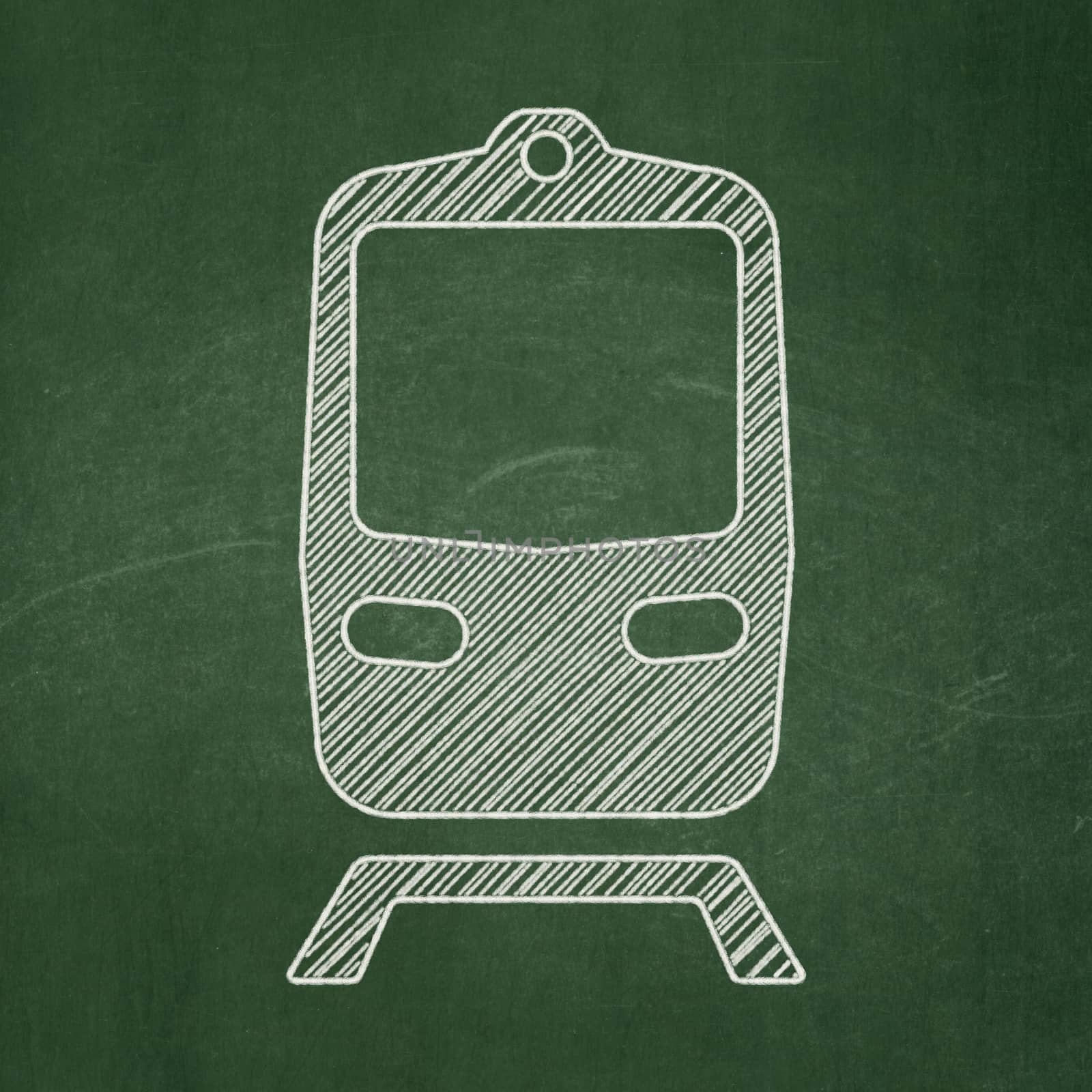 Travel concept: Train icon on Green chalkboard background