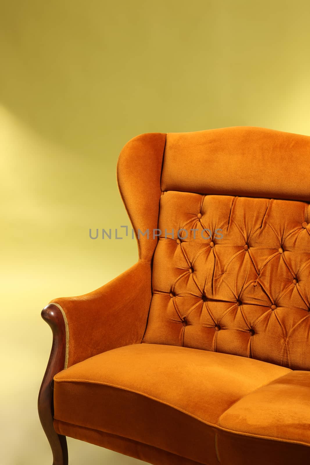 Old stlye sofa on green background
