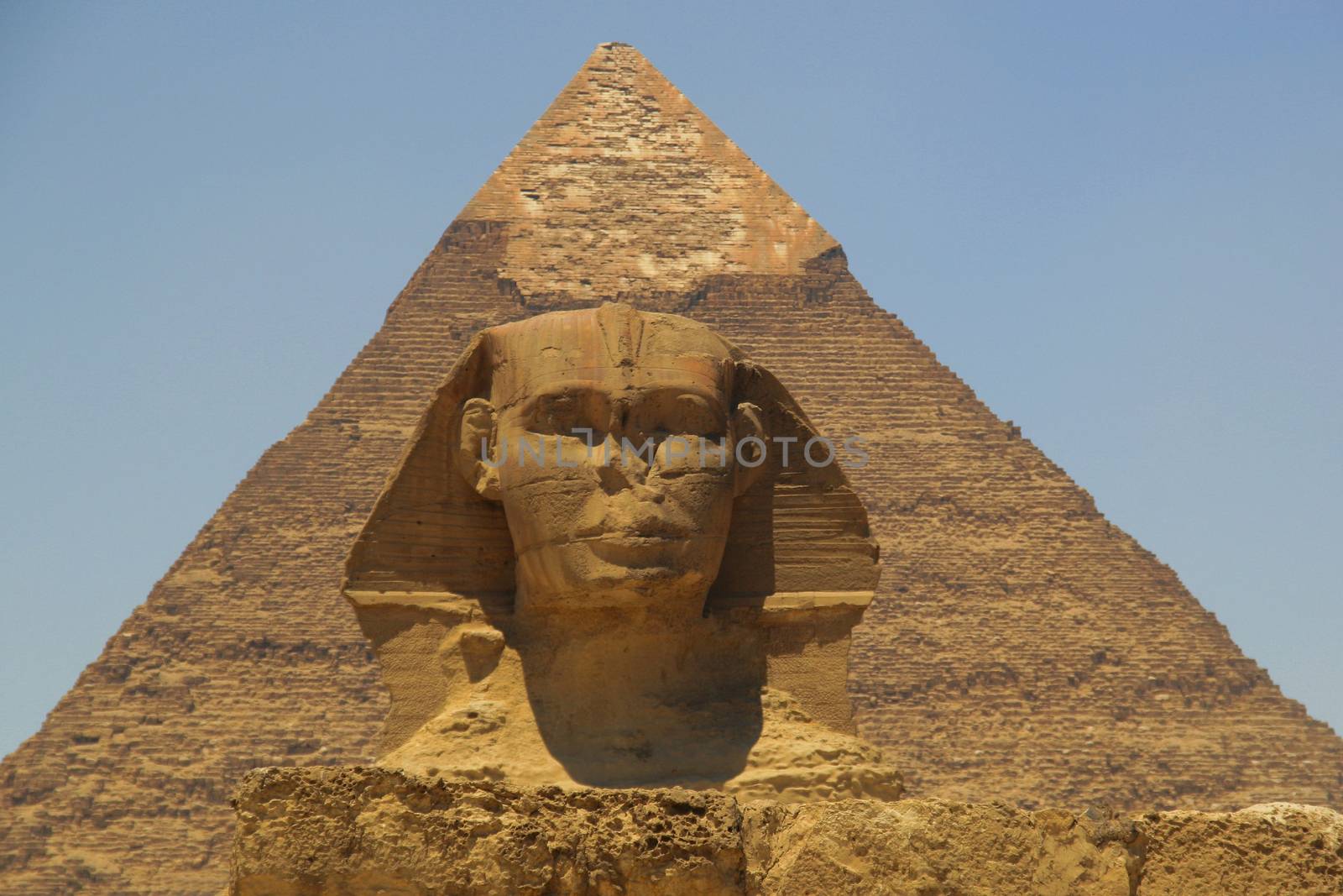 Pyramid of Khafre (Chepren) and the Sphinx in Giza - Cairo - Egypt

