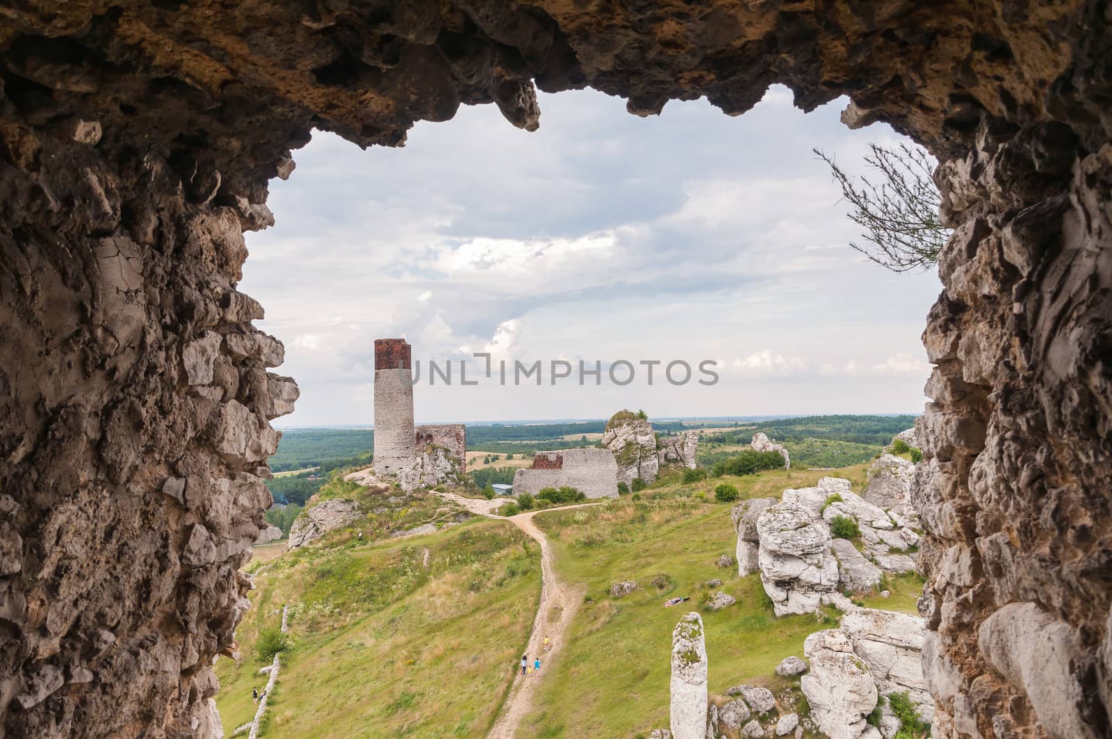 Olsztyn, Poland - July 6, 2014: The ruins of a 14th-century castle in Olsztyn. It belonged to a system of fortifications, built by King Kazimierz Wielki.