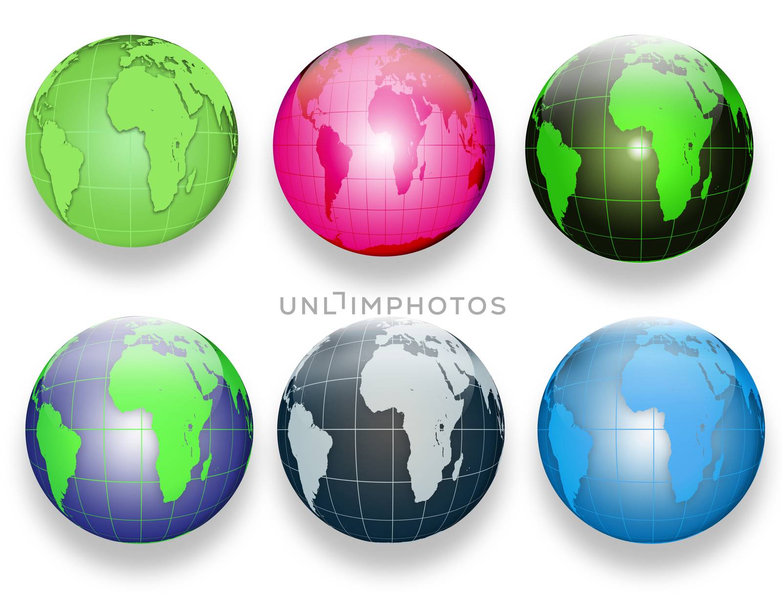 glass buttons for sites in a globe