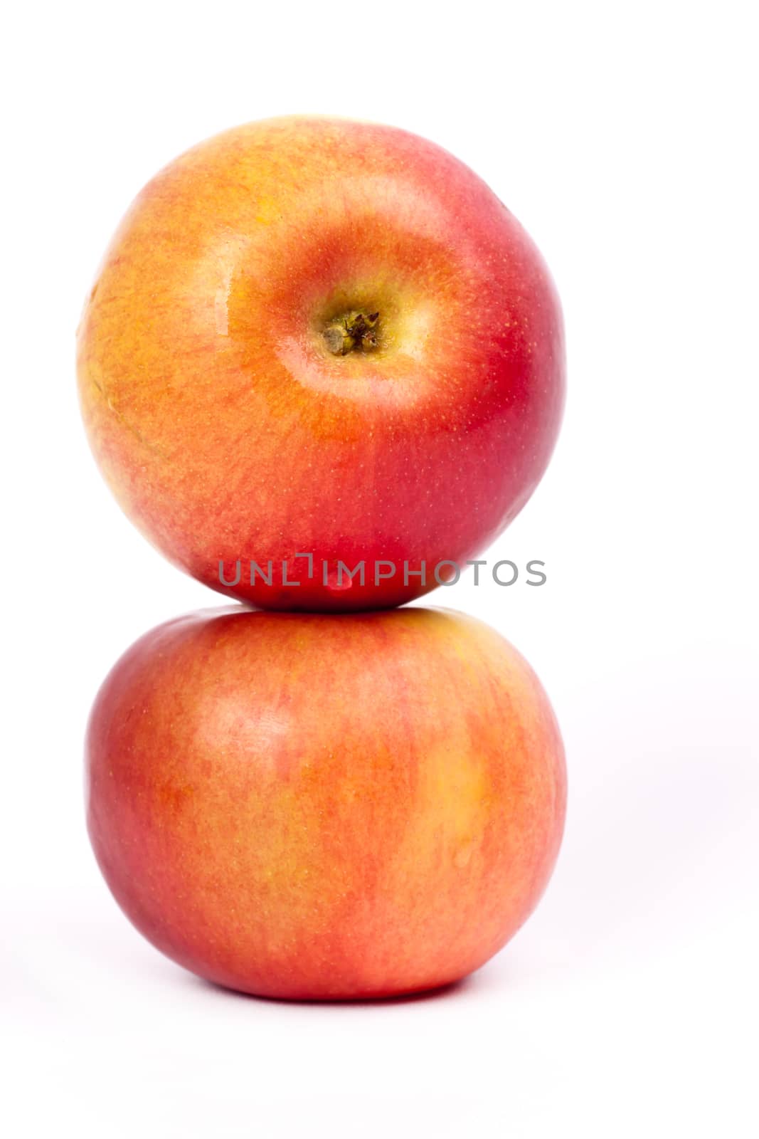 Two red apples on a light background