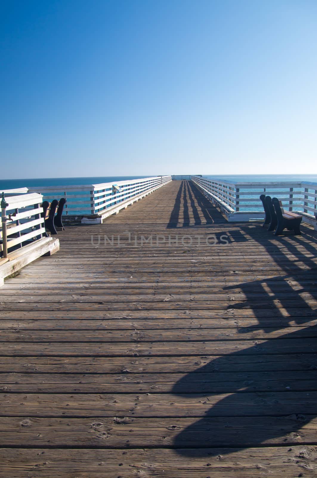 Long pier on California coast in Summer
