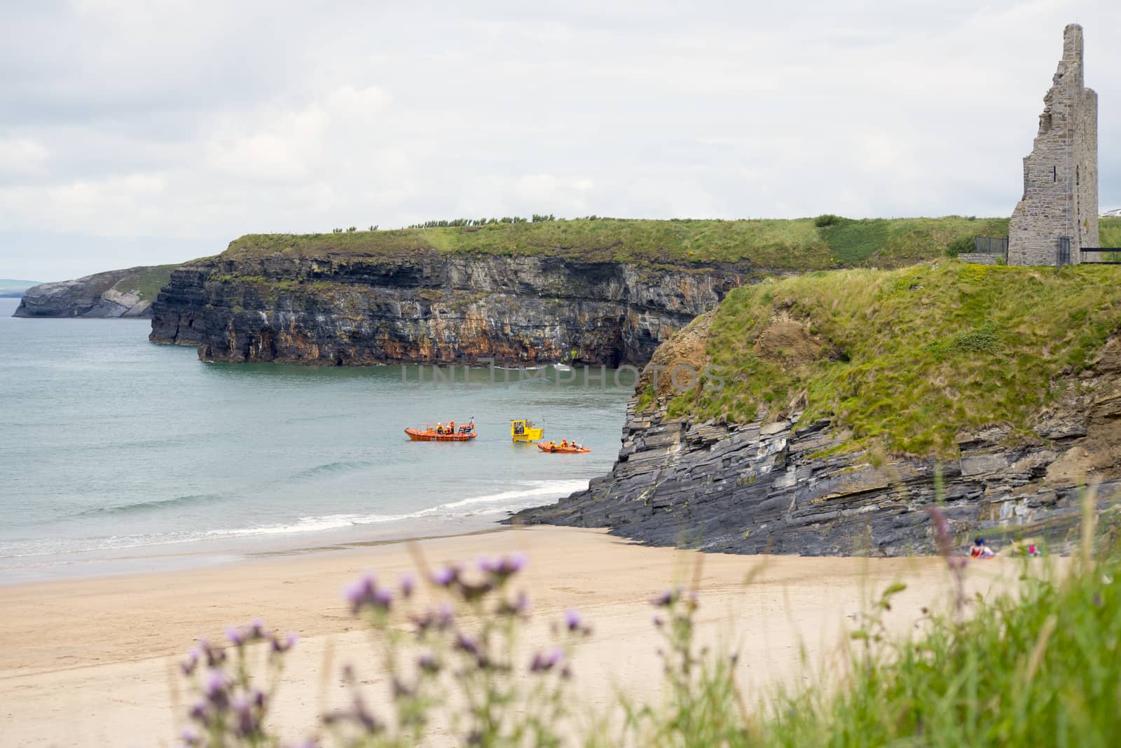 Ballybunion Sea & Cliff Rescue Service at ballybunion cliffs castle and beach of county kerry ireland