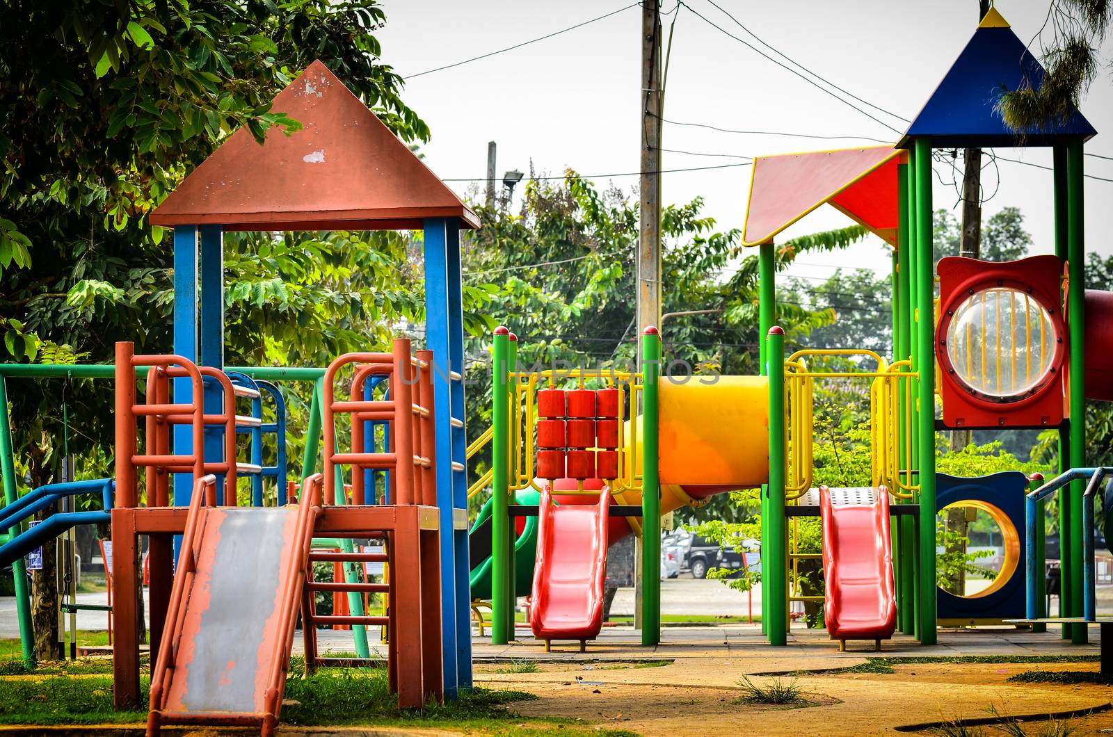 Colorful Colorful children playground in vintage light by raweenuttapong
