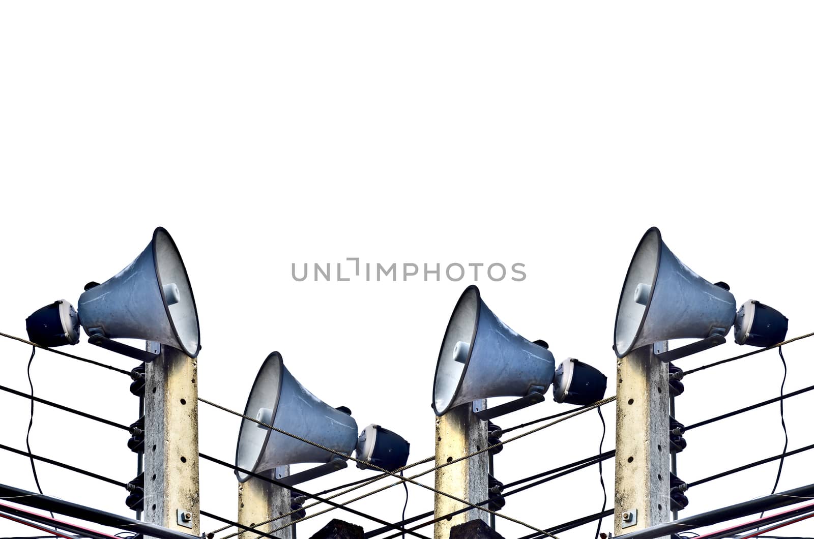 Many Horn Speaker on white background