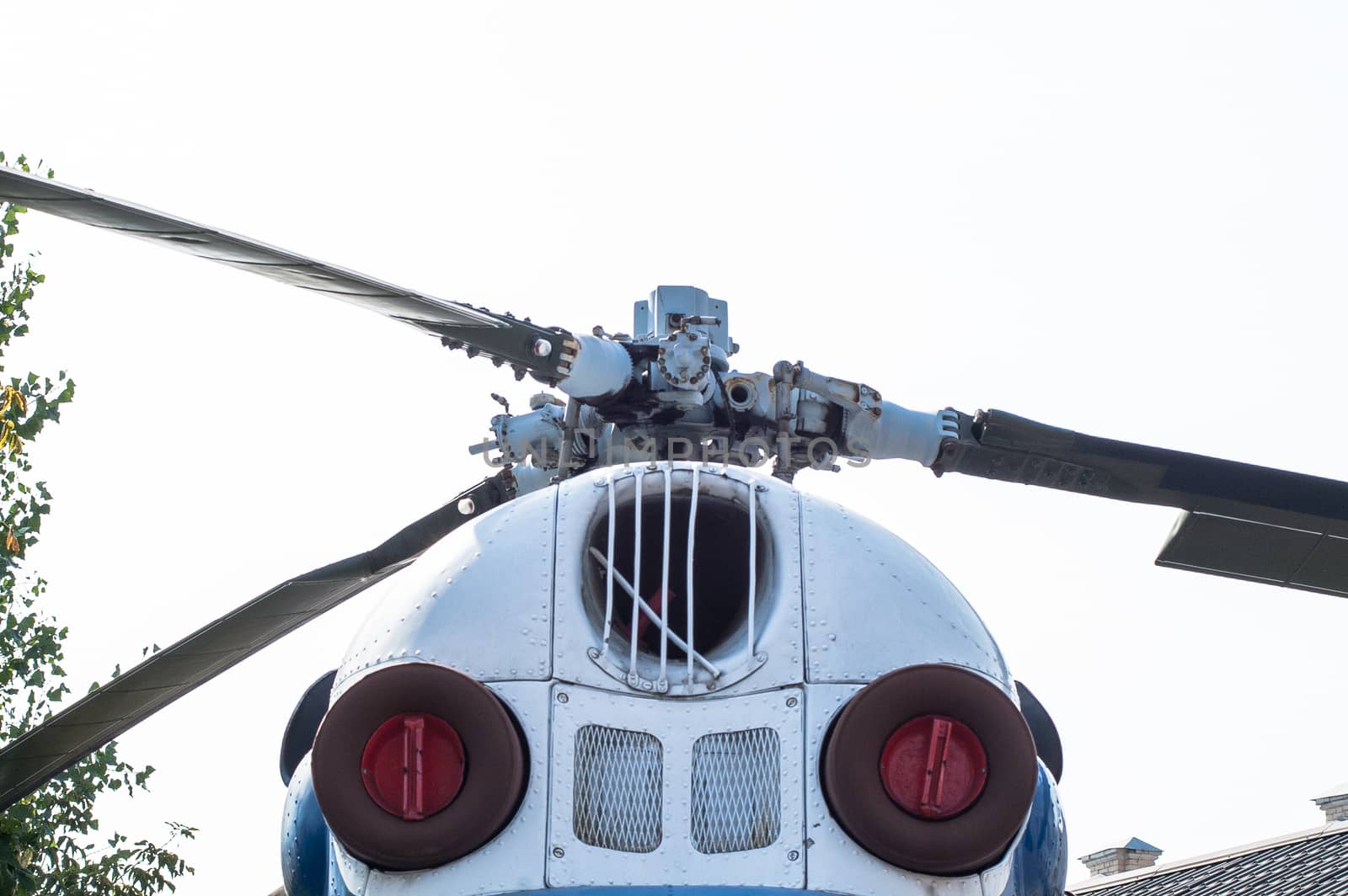 screw helicopter close-up standing on the ground