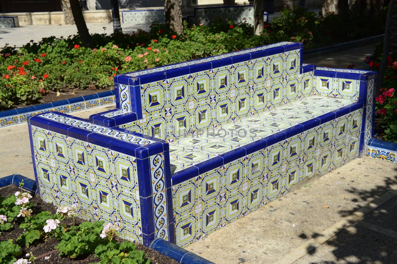 Ceramic seat in local park by gorilla