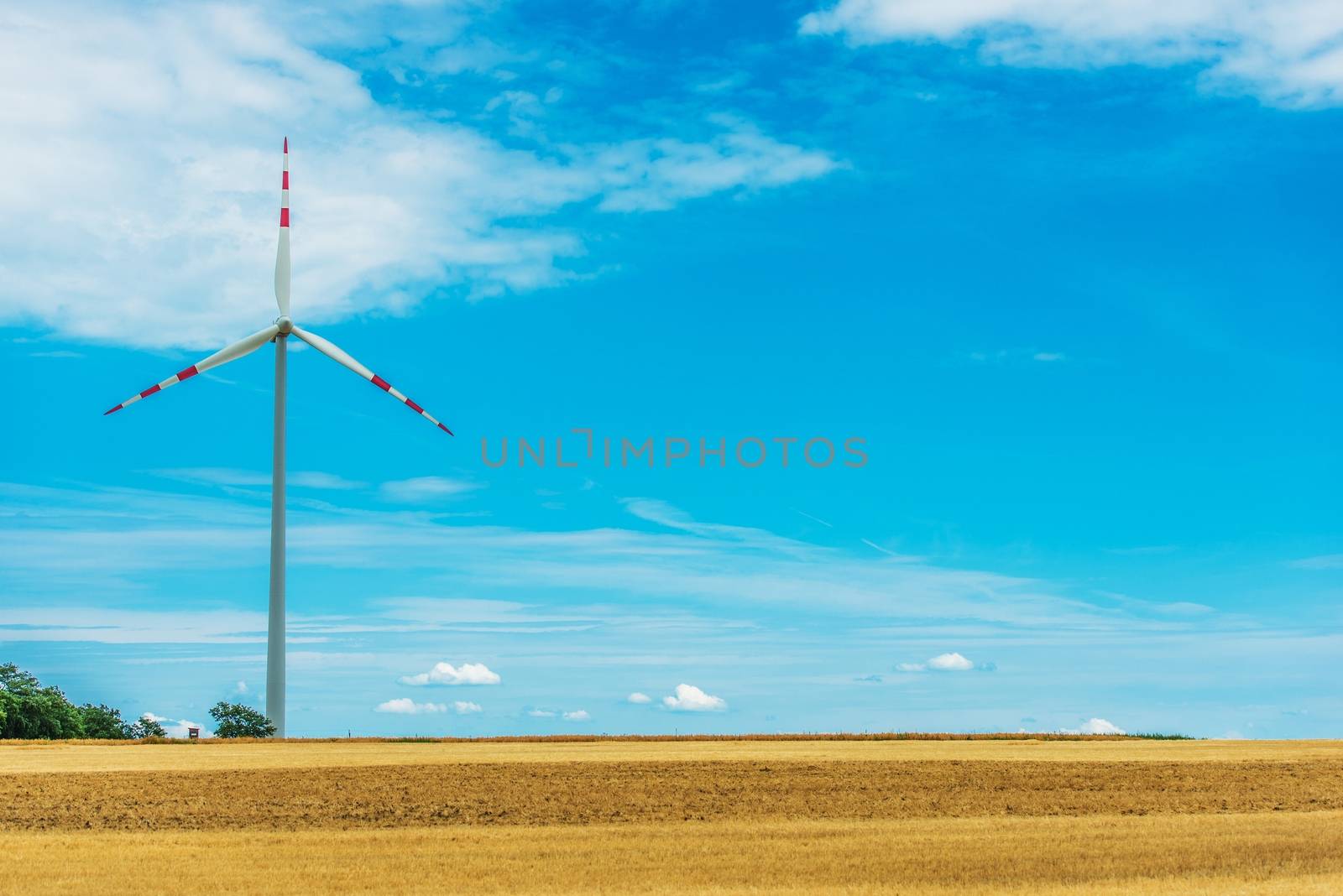 Countryside Wind Turbine. Northern Austria, Europe. Renewable Energy Source.
