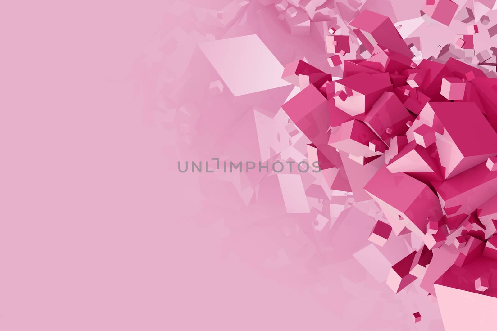 Pink Cubes Abstract Background 3D Illustration with Copy Space.
