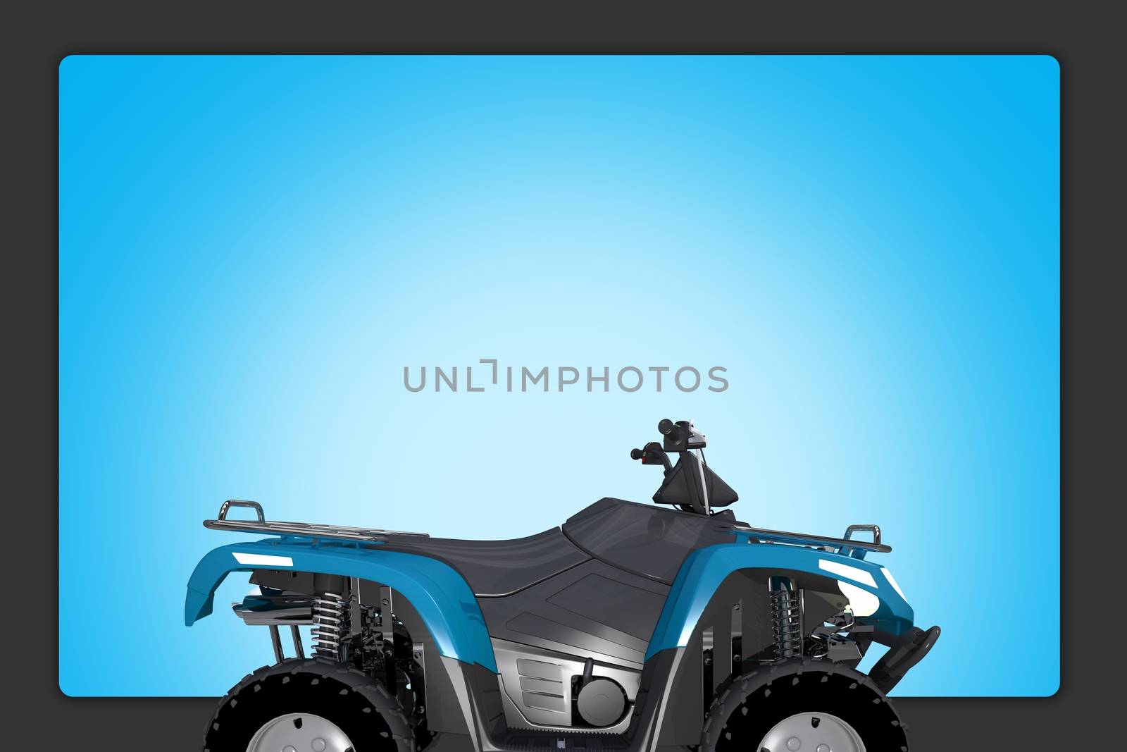 Quad ATV Background Illustration. Blue ATV Quad Bike and Blue Background Copy Space.