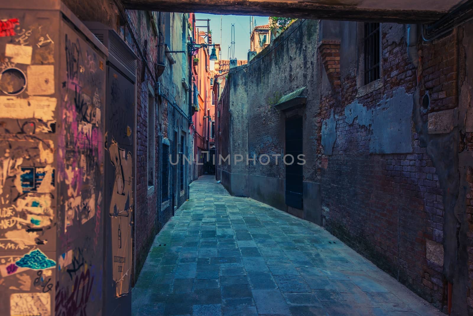 Venice Italy Street. Venetian Architecture. Narrow Venice Street.