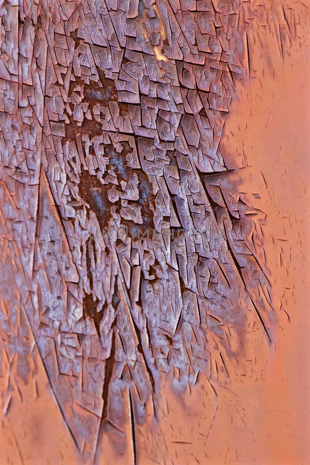 Background with the old orange painting on the rusty metall