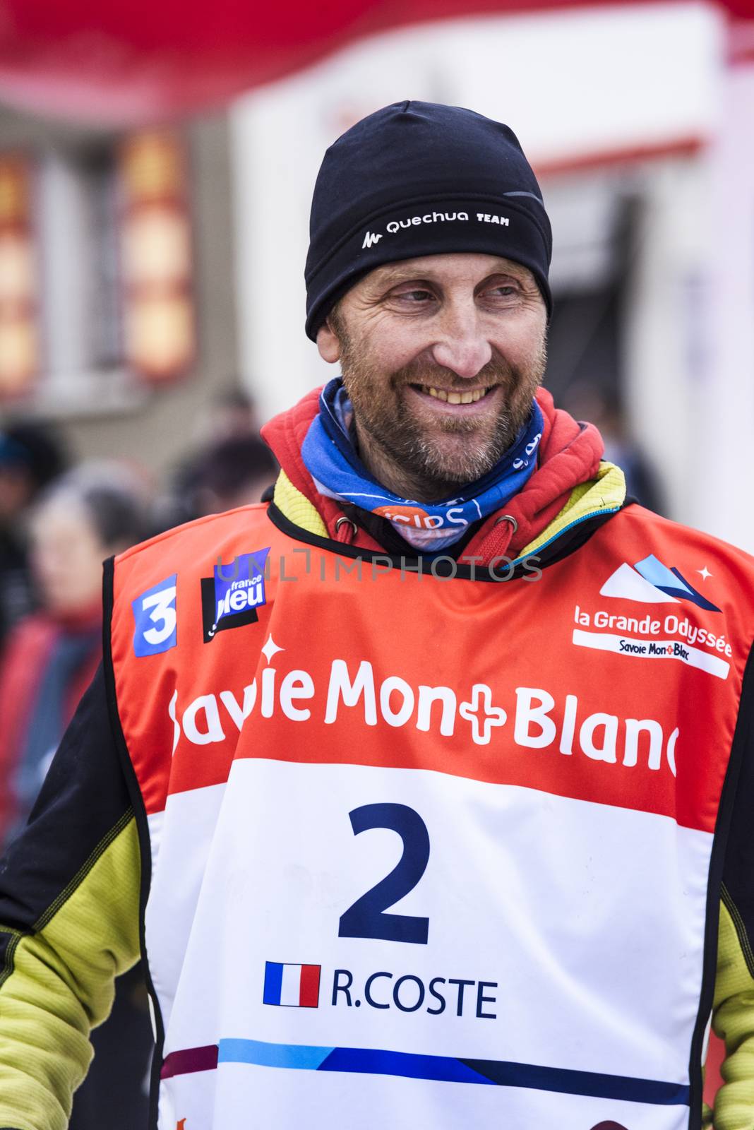 TERMIGNON, VANOISE, FRANCE - JANUARY 20 2016 - Remy COSTE the winner of the GRANDE ODYSSEE the famous and the hardest mushers race, Vanoise, French Alps