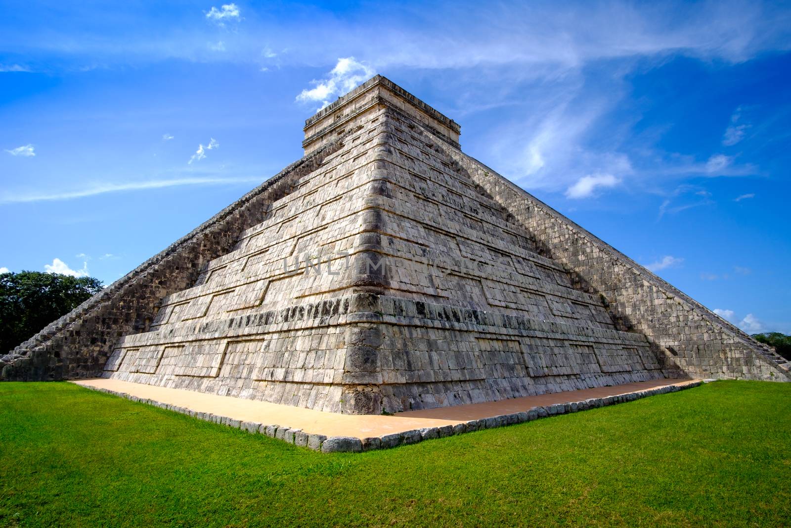 Detail view of famous Mayan pyramid in Chichen Itza by martinm303