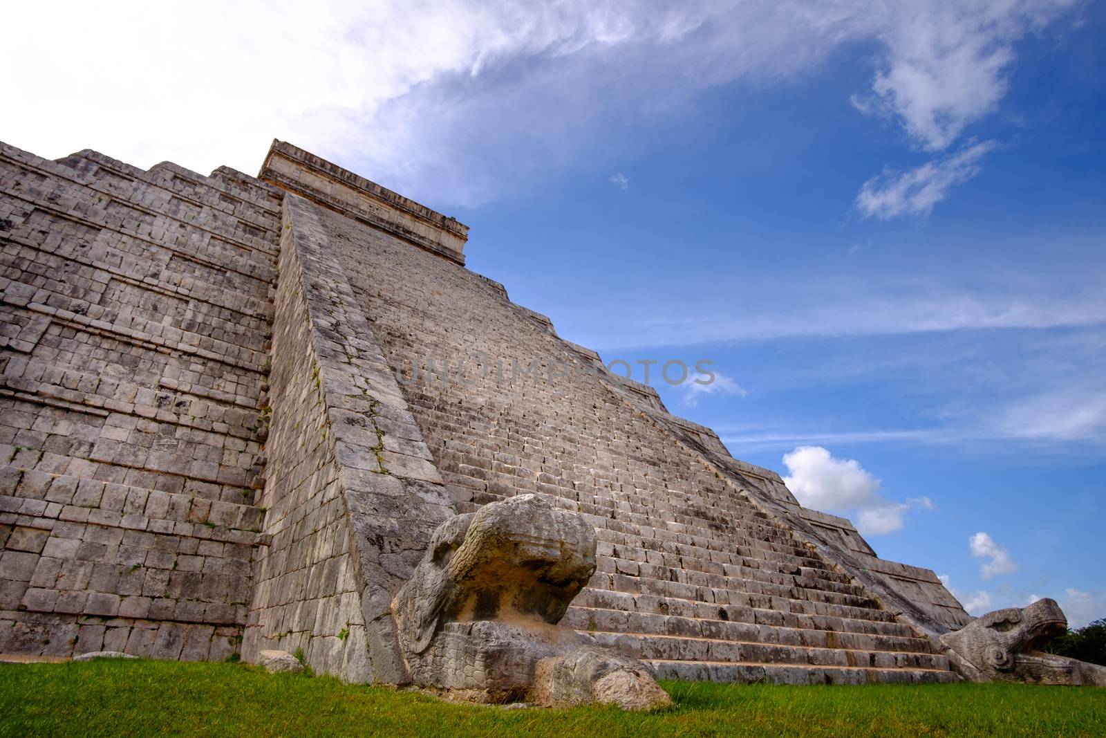 Famous Mayan pyramid in Chichen Itza with stone stairs by martinm303