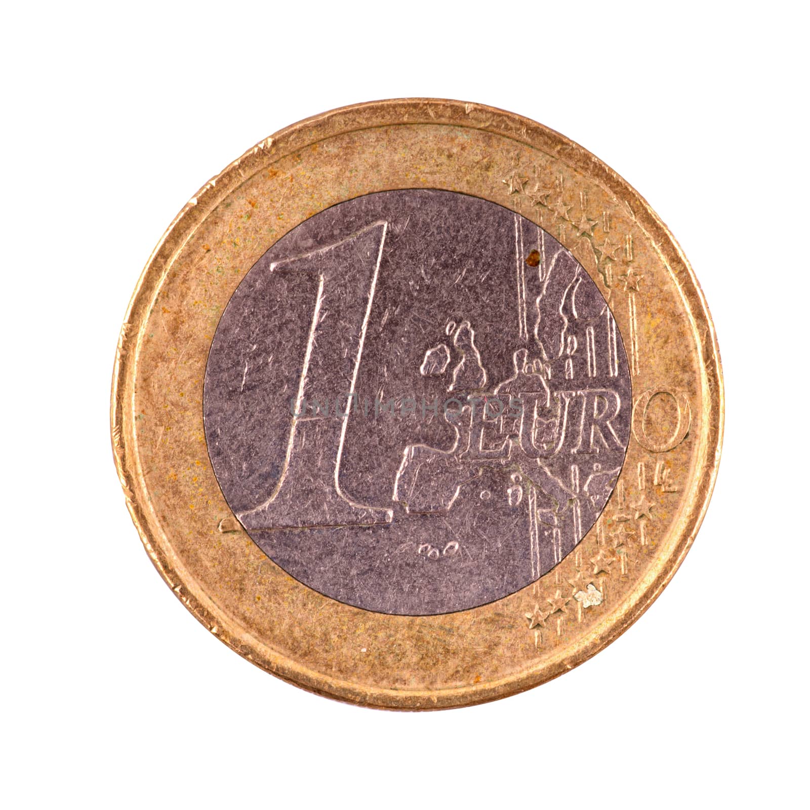 One euro coin isolated on a white background
