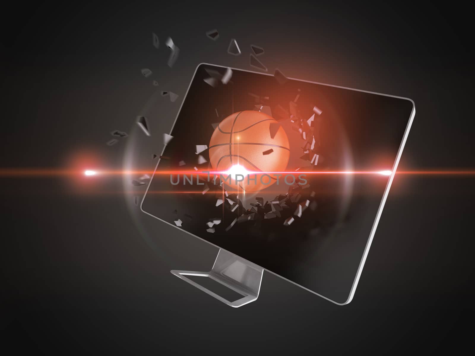 basketball destroy computer screen. by teerawit