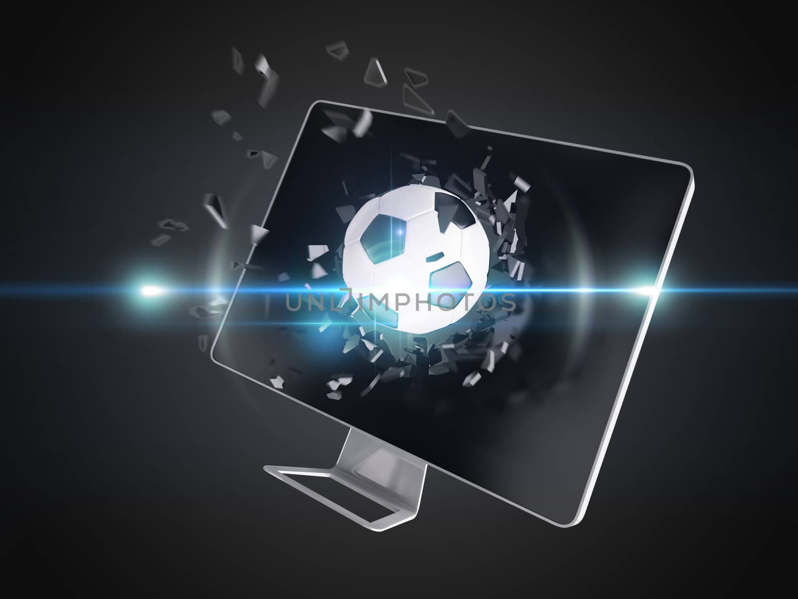 football destroy computer screen. by teerawit