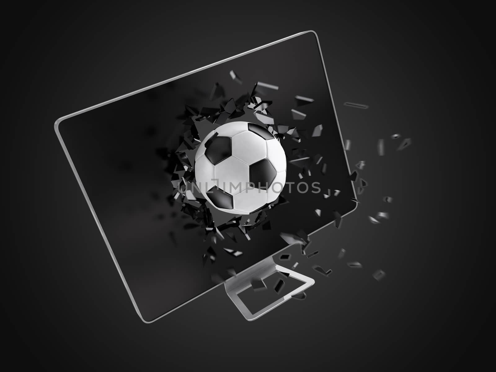 football destroy computer screen. by teerawit