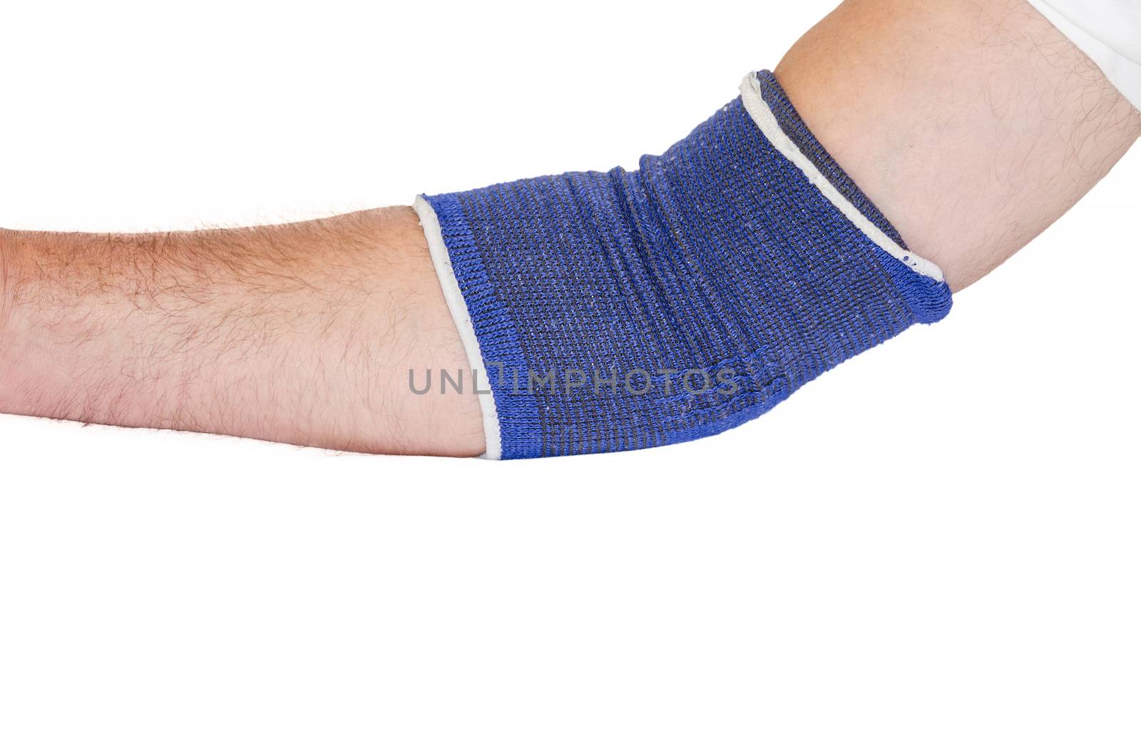 Tennis elbow with blue bandage by JFsPic