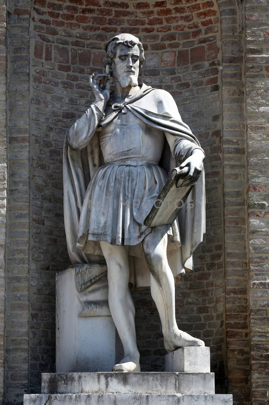 Antonio da Correggio (1489-1534). italian painter. Statue by Agostino Ferrarini. Garibaldi Square. Parma. Italy.