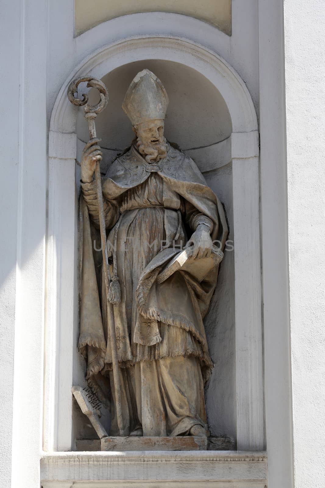 Saint Blaise, marble statue. St. Lucia Church. Parma. Emilia-Romagna. Italy