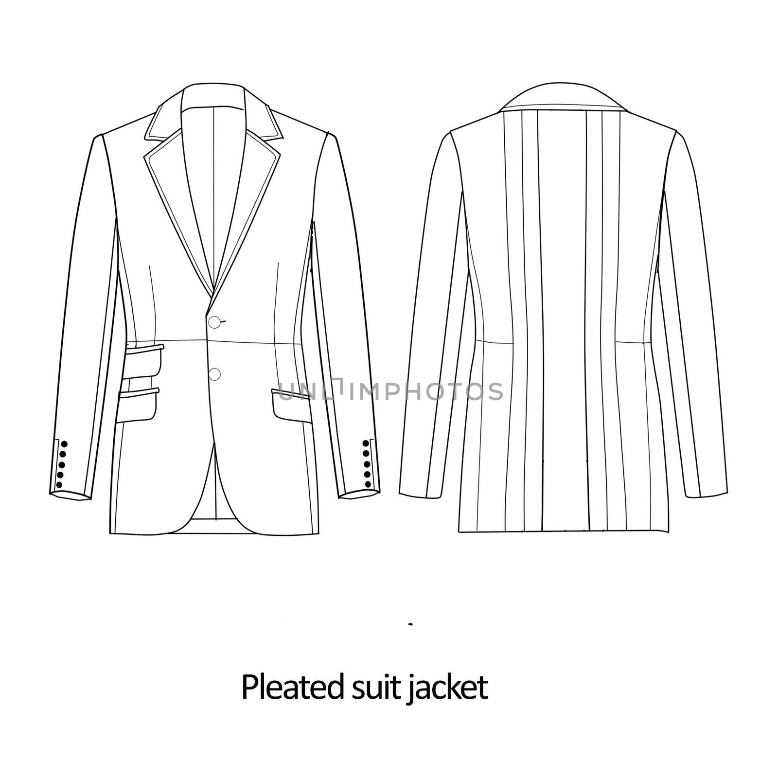 Flat fashion sketch template - Man suit jacket by GGillustrations