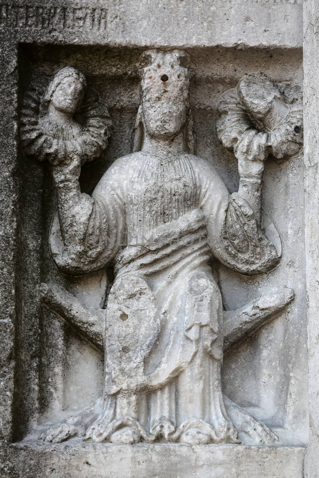 Relief at the baptistry from Parma, Emilia Romagna, Italy